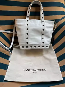 New Vanessa bruno / cabas cracked leather / tote zippy bag / white / S size - Picture 1 of 7