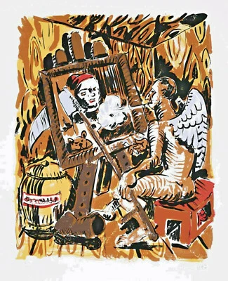 Jörg Immendorff handsigniert nummeriert "Hommage an Hogarth" 94,5 x 77,5 cm - Bild 1 von 4