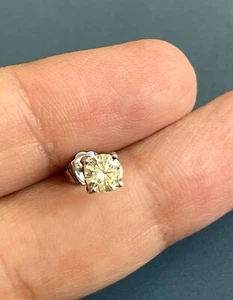 Pendiente solitario de diamantes de oro blanco de 18 quilates con una sola piedra de 0,50 quilates unisex para caballeros - Imagen 1 de 5