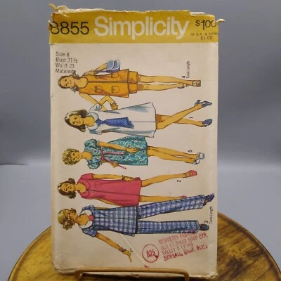 Vintage Sewing PATTERN Simplicity 8855, Women Maternity Pants Dress and Tunic - Image 1 of 3