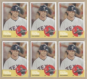 Menge (6) 2012 Topps Heritage Michael Young #373 Rangers -- KOSTENLOSER/SCHNELLER VERSAND - Bild 1 von 1