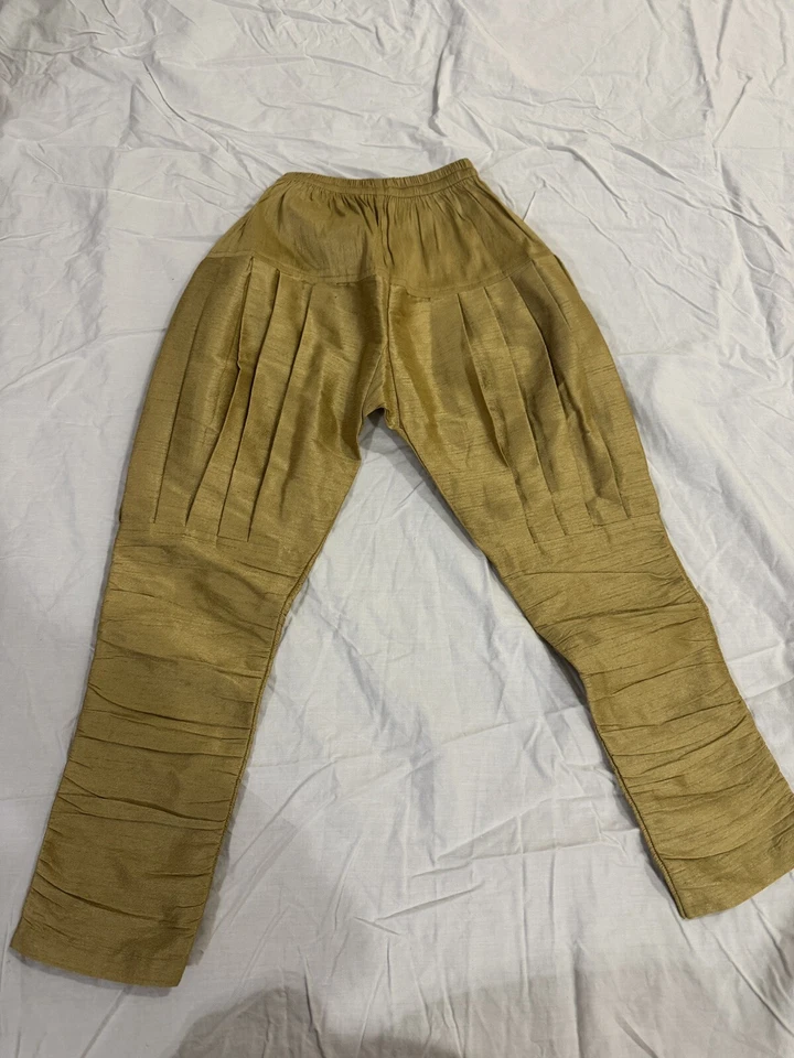 Boys Traditional Indian Pakistani Pants Brown Gold Size 4 - Image 1 of 4