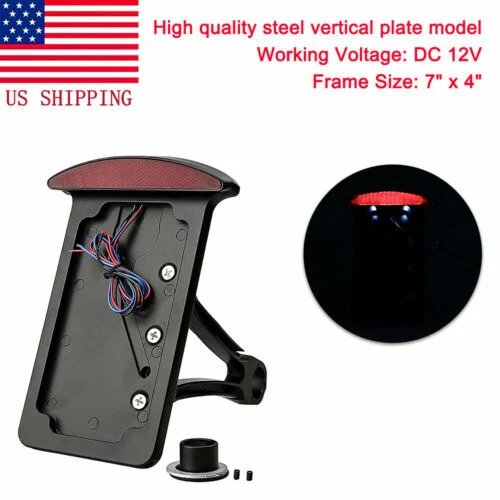 Black Side Mount License Plate Holder Bracket Tail Light For Harley Fatboy FLSTF - Image 1 of 4