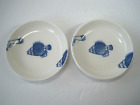 Crate & Barrel Blue Fish Sauce Dipping Small Dish 3.5" D Set Of 2 New