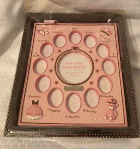 NIB One Year Baby Frame-Pink-Holds 13 pictures-hang or stand - Picture 1 of 3