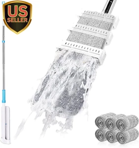 Self Wringing Microfiber Mop,Hands-Free Flat Floor Mops with 6 Reusable Mop P... - Picture 1 of 1