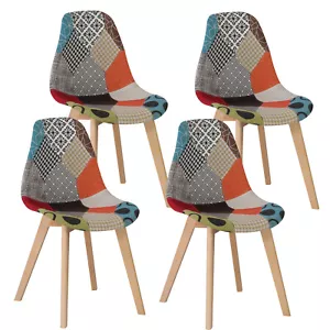 Pack de 4 Sillas comedor Silla de cocina diseño nórdico Patchwork Multicolor#01 - Imagen 1 de 10