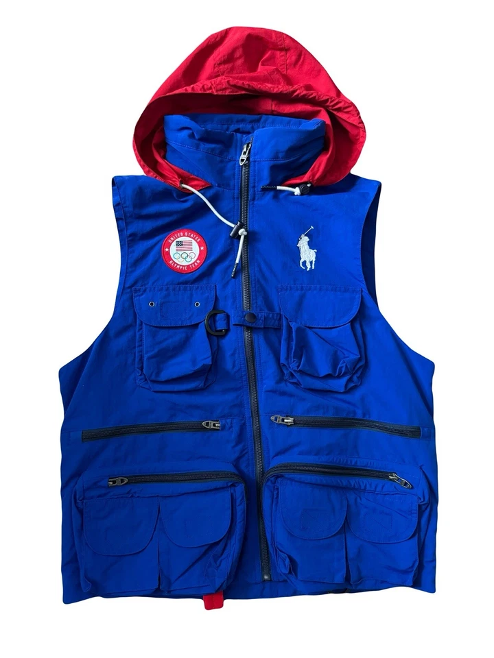 Chaleco utilitario Ralph Lauren Polo 2020 para hombre azul multi bolsillo olímpico talla $398 S Foto 1 de 4
