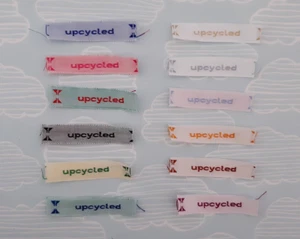 Six upcycled cotton sewing labels - woven end fold - Picture 1 of 1