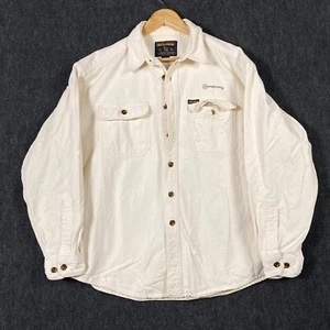 Woolrich John Rich Bros Mens XL Long Sleeve Shirt Cream Flannel Twill Outdoors - Picture 1 of 13