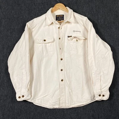 Woolrich John Rich Bros Mens XL Long Sleeve Shirt Cream Flannel Twill Outdoors - Image 1 of 4