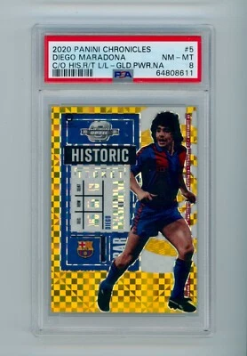 2020-21 Diego Maradona Panini Historic Ticket Gold Power FC Barcelona SSP PSA 8 - Image 1 of 3