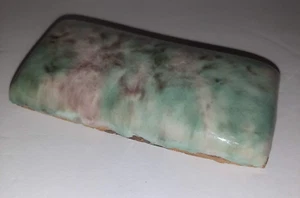 Malibu Vintage Kissen Fliese meliert grün weiß & braun Glasur 3,75x1,75" Rand B - Bild 1 von 9