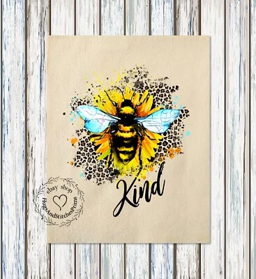 Bee Kind Bee on Yellow Sunflower Decorative Fabric Panel #1263 - Image 1 of 4