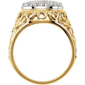 2Ct LabCreated Diamond Cluster Wedding Band Pinky Ring Mens 10K Yellow Gold Over - Picture 1 of 3