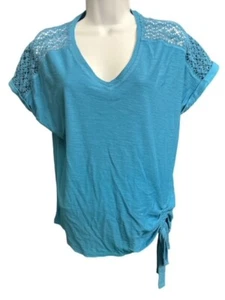 Westbound Petites Top PXL Blue Stretch Lace Short Sleeves Shirt Blouse Petite XL - Picture 1 of 5