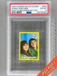 1965 Vlinder #B49 Sonny and Cher Match Cover H/C PSA 6 Pop 1 (Music) - Bild 1 von 4