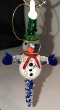 Art Glass Snowman Christmas Ornament