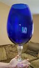 Murano Glass Oversized Wine Glass Goblet 20 Inches Tall Blue W/Bubble Stem HUGE