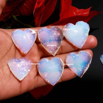 Piedra curativa de corazón opalita media luna forma de corazón talla de vidrio metafísico Foto 1 de 4