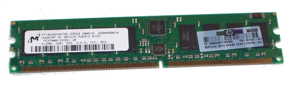 HP 512MB PC2700 DIMM Memory Module- 370780-001 - Image 1 of 1