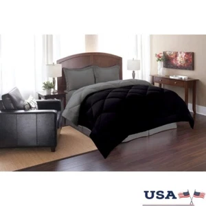 Reversible 3 Piece Comforter Set Hypoallergenic Soft Microfiber Diamond Stitched - Picture 1 of 5