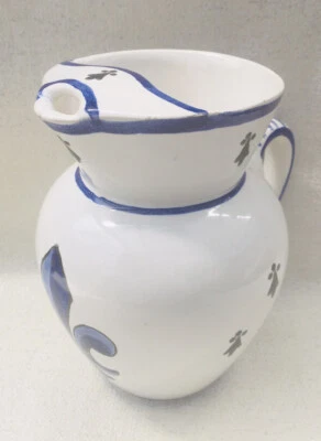 JUG PITCHER HENRIOT QUIMPER  FLEUR DE LYS TWELTH CENTURY COLLECTABLE SIGNED - Image 1 of 4
