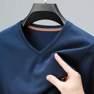 2024 Men's New Waffle V Neck Short Sleeved T-shirt Summer Comfortable Top New - Bild 1 von 19