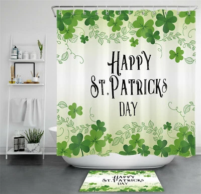 71" Feliz Día de San Patricio Trébol Verde Cortina de Ducha Baño Accesorios Juegos Foto 1 de 4