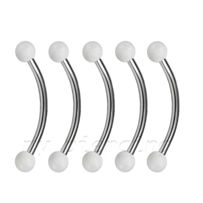 5pcs. 16g 14g UV Ball Surgical Steel Curved Barbell Tongue Snake-Eyes Piercing - Image 1 of 4