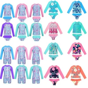 Toddler Girl Tankini Swimsuit Rash Guard Swimwear Anti-UV Beachwear Bathing Suit - Picture 1 of 65