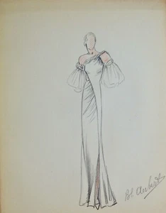 Atelier VIONNET - Dessin original - Crayon - Robe 419 - Picture 1 of 2