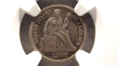 1877 P Seated Dime NGC XF45 CIRCULATED 10C SILVER Coin STARTS AT 99 CENTS! - Image 1 of 2