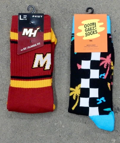 2 Pack NBA Miami Heat Socks Jersey Stripe Neon 90's Board Bam Maroon Yellow Gold Cover