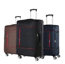 Lightweight Soft Shell Suitcase Cabin Luggage Checked In Set 4 Wheels Trolley