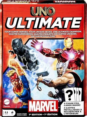 Mattel Games UNO Ultimate Marvel Card Game with 4 Collectible Foil Cards, 7+ - Image 1 of 4