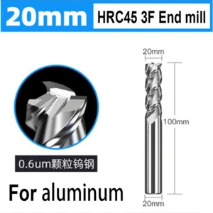 20 mm Schaftfräser HRC45 3F 100 MM Länge VHM Fräser für Aluminium - Bild 1 von 8