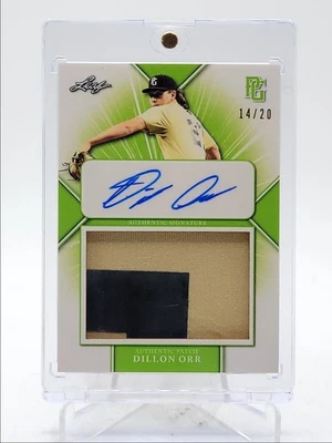 DILLON ORR 2021 LEAF PERFECT GAME SHOWCASE PATCH EMERALD AUTO /20 Q5902 - Image 1 of 2