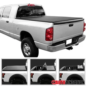 Fit 02-18 Dodge Ram 1500 03-24 2500 6.4FT 76" Soft Bed Quad 4 Fold Tonneau Cover - Picture 1 of 11