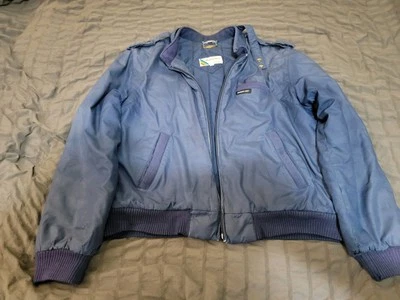 Винтажный членов только куртка-бомбер размер 42 темно-синий 80-х стиль молнии нейлона пальто - Изображение 1 из 4