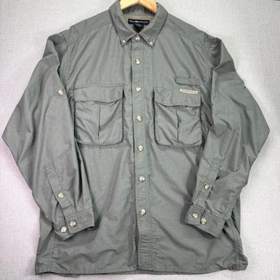 ExOfficio Mens Vented Fishing Shirt LG Long Sleeve Green Pockets Travel Outdoor - Image 1 of 4