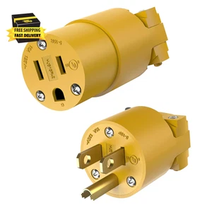 Electrical Replacement Plug & Connector Set, Extension Cord Ends Male and Female - Picture 1 of 8