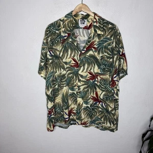 Camicia hawaiana Hilo Hattie uomo XL tropicale hawaiana party rayon floreale con bottoni - Foto 1 di 10