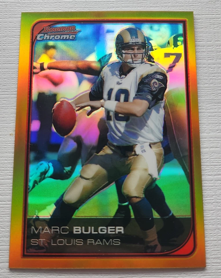MARC BULGER 2006 Bowman Chrome GOLD Refractor # /50 ST LOUIS RAMS - Image 1 of 2