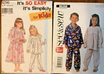 Sewing Pattern Kids Nightgown & Pajamas Unisex Sizes 1-8 Two Patterns - Image 1 of 4