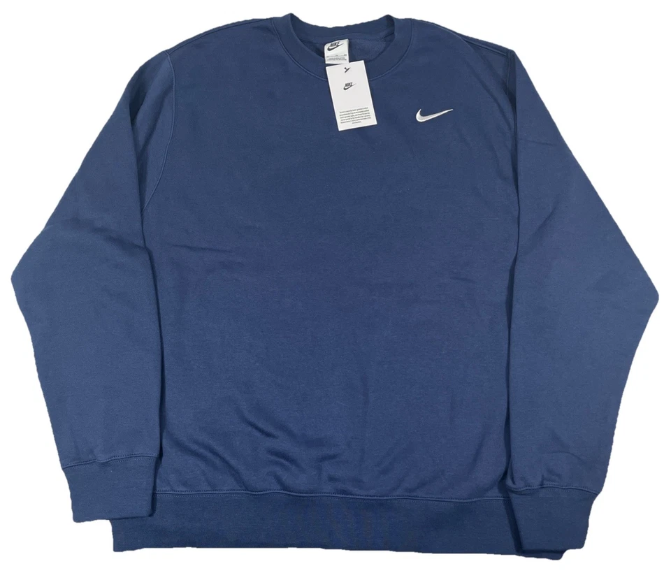 Nike Sweatshirt Mens Medium Club Fleece Crewneck Pullover Navy CJ1614-419