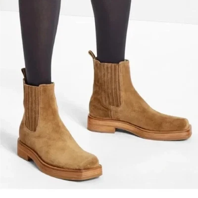 AGL Rina Mujer’s Botines Marrón Camel Gamuza Pull On Botines EU 37 US 7 Foto 1 de 4