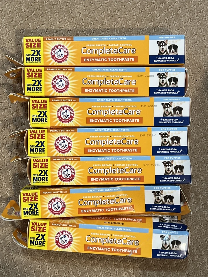 Зубная паста для собак Arm & Hammer Complete Care упаковка 7 шт., 6,2 унции арахисового масла срок годности 03/28 - Изображение 1 из 4