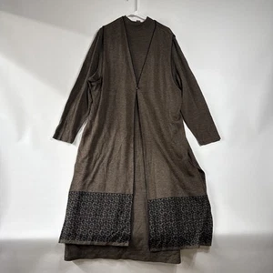 IKC Country Wear Mock neck dress wool blend long sleeve long cheetah vest 3X set - Picture 1 of 8