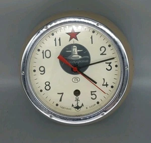 Vintage Russian / USSR Navy Submarine Boat Ship Cabin Clock Vostok - 7 Day Wind - Picture 1 of 7